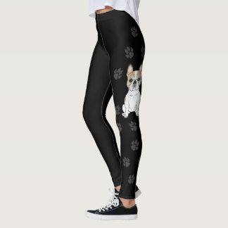 Fawn Pied French Bulldog Frenchie Cute Dog &amp; Paws Leggings