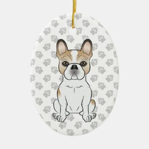 Fawn Pied French Bulldog Frenchie Cute Dog & Text Ceramic Ornament