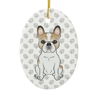 Fawn Pied French Bulldog Frenchie Cute Dog &amp; Text Ceramic Ornament
