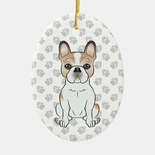 Fawn Pied French Bulldog Frenchie Cute Dog  Text Ceramic Ornament