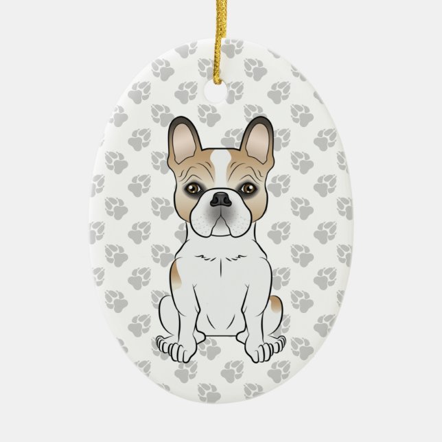 Fawn Pied French Bulldog Frenchie Cute Dog & Text Ceramic Ornament (Front)