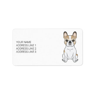 Fawn Pied French Bulldog Frenchie Cute Dog &amp; Text Label