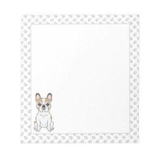 Fawn Pied French Bulldog / Frenchie Dog &amp; Paws Notepad