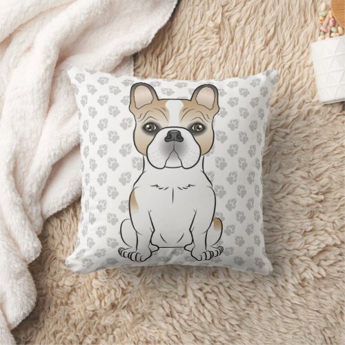 Fawn Pied French Bulldog  Frenchie Dog  Paws Throw Pillow