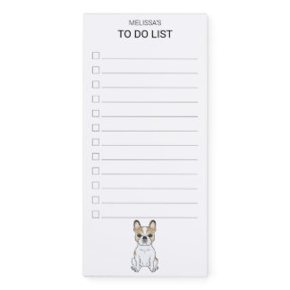 Fawn Pied French Bulldog / Frenchie Dog To Do List Magnetic Notepad
