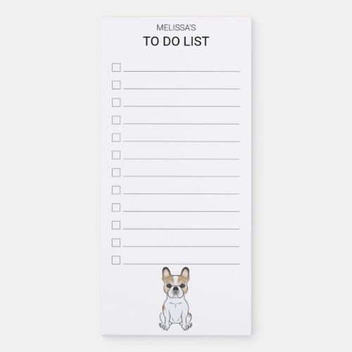 Fawn Pied French Bulldog  Frenchie Dog To Do List Magnetic Notepad