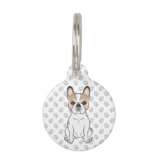 Fawn Pied French Bulldog / Frenchie &amp; Pet's Info Pet ID Tag