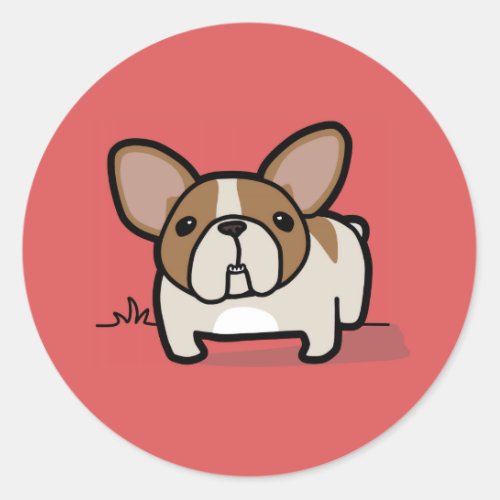 Fawn Pied Frenchie Classic Round Sticker