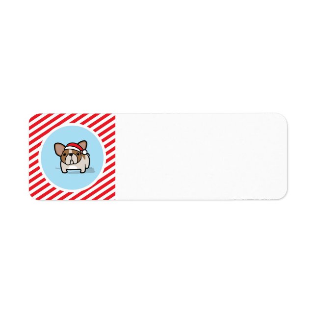 Fawn Pied Frenchie on Candy Cane Stripes Label (Front)