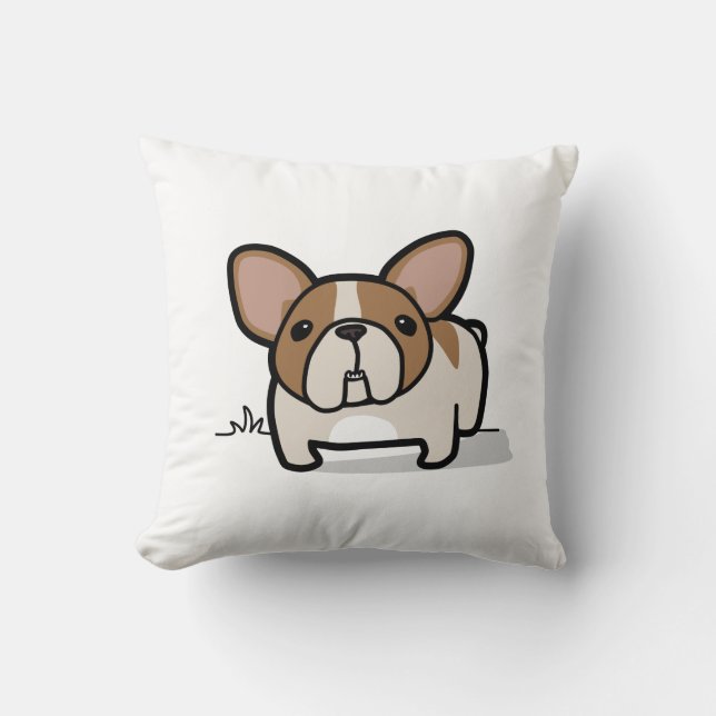 Fawn Pied Frenchie Throw Pillow (Front)