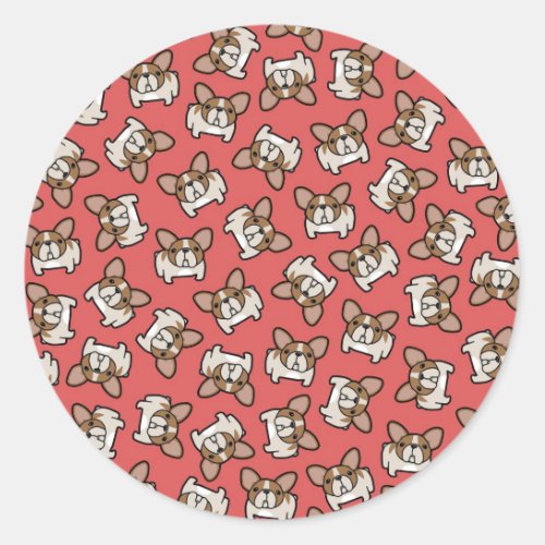 Fawn Pied Frenchies Classic Round Sticker