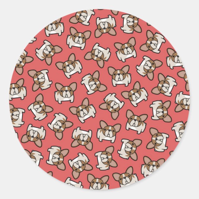 Fawn Pied Frenchies Classic Round Sticker (Front)