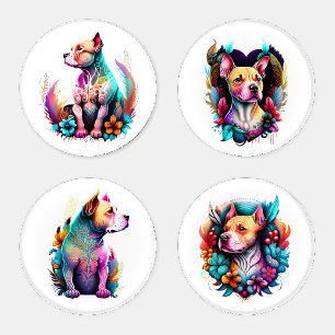 Fawn Pit Bull Best Friend Life Stages Boho Coaster Set