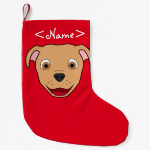 Fawn Pitbull Face Small Christmas Stocking
