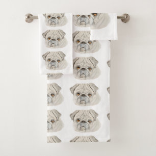 Fawn Pug  Bath Towel Set