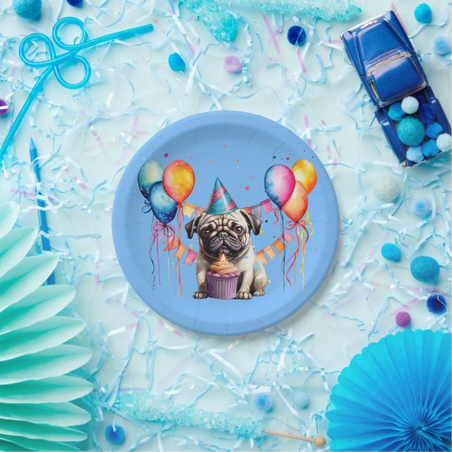 Fawn Pug Birthday Party Celebration Paper Plates (Party)