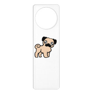 fawn pug cartoon door hanger
