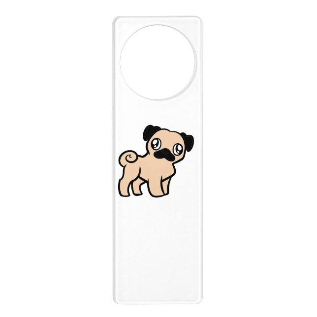 fawn pug cartoon door hanger (Front)