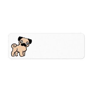 fawn pug cartoon label