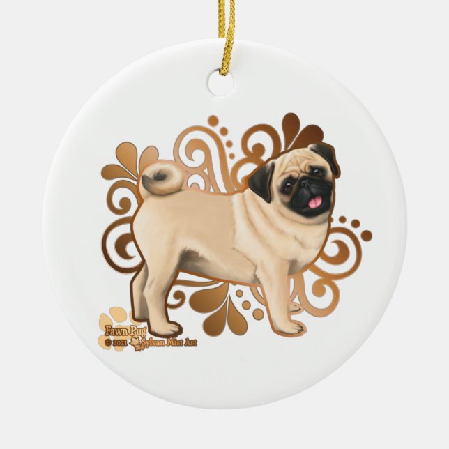 Fawn Pug Ceramic Ornament (Front)