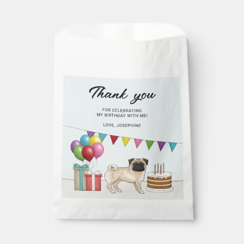 Fawn Pug Cute Cartoon Dog Birthday Thank You Favor Bag