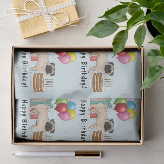 Fawn Pug Cute Cartoon Dog Colorful Birthday Tissue Paper