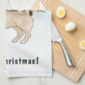Fawn Pug Cute Cartoon Dog Snowy Winter Forest Kitchen Towel (Quarter Fold)