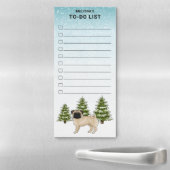 Fawn Pug Cute Cartoon Dog Winter Forest To Do List Magnetic Notepad (In Situ)