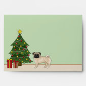 Fawn Pug Cute Cartoon Dog With A Christmas Tree Envelope (Front)