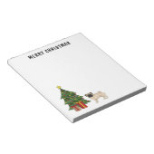 Fawn Pug Cute Cartoon Dog With A Christmas Tree Notepad (Angled)