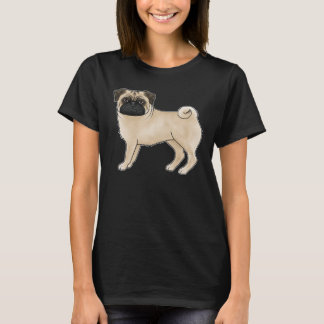 Fawn Pug Dog Canine Cute Cartoon Illustration T-Shirt
