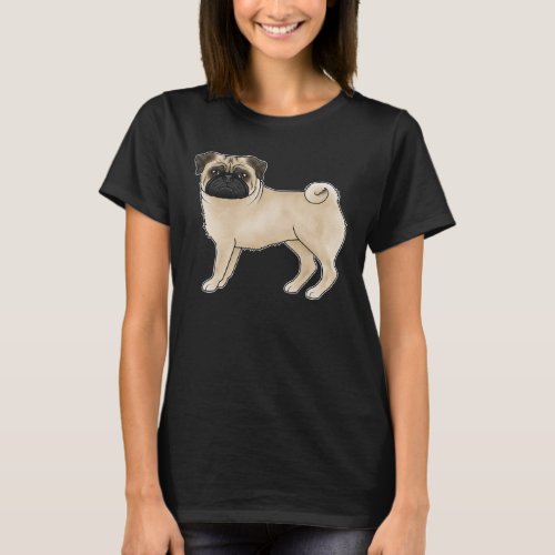 Fawn Pug Dog Canine Cute Cartoon Illustration T_Shirt