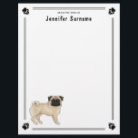 Fawn Pug Dog Cute Mops Dog Breed Design Letterhead<br><div class="desc">Destei's original cartoon illustration of a cute fawn coat color Pug breed dog. The dog is standing and looking toward the viewer. The tail is curled on the top of the dog's back. The body color is light beige, but there are darker details on the dog's ears, muzzle and eyes...</div>