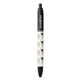 Fawn Pug Dog Cute Mops Dog Breed Design With Name Black Ink Pen