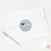 Fawn Pug Dog Standing Cute Cartoon Illustration Classic Round Sticker (Envelope)