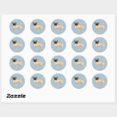 Fawn Pug Dog Standing Cute Cartoon Illustration Classic Round Sticker (Sheet)