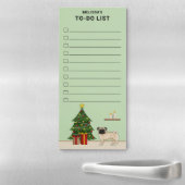 Fawn Pug Dog With A Christmas Tree To-Do List Magnetic Notepad (In Situ)