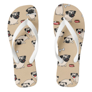 Fawn Pug Doodle Clothing - beachwear Flip Flops