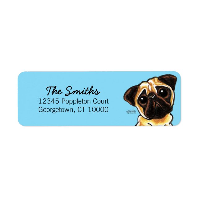 Fawn Pug Face Custom Color Label (Front)