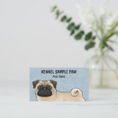 Fawn Pug Mops Cartoon Dog Kennel Pug Breeder Business Card (Standing Front)