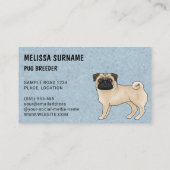 Fawn Pug Mops Cartoon Dog Kennel Pug Breeder Business Card (Back)