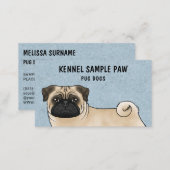 Fawn Pug Mops Cartoon Dog Kennel Pug Breeder Business Card (Front/Back)