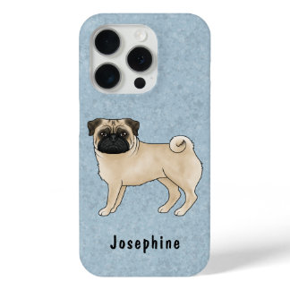 Fawn Pug Mops Cute Cartoon Dog With Custom Name iPhone 15 Pro Case