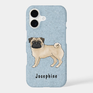 Fawn Pug Mops Cute Cartoon Dog With Custom Name iPhone 17 Case