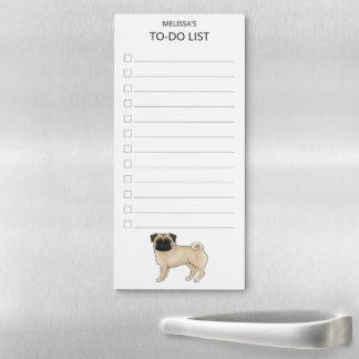 Fawn Pug Mops Cute Dog Breed Design To-Do List Magnetic Notepad
