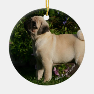 Fawn Pug Profile Ceramic Ornament