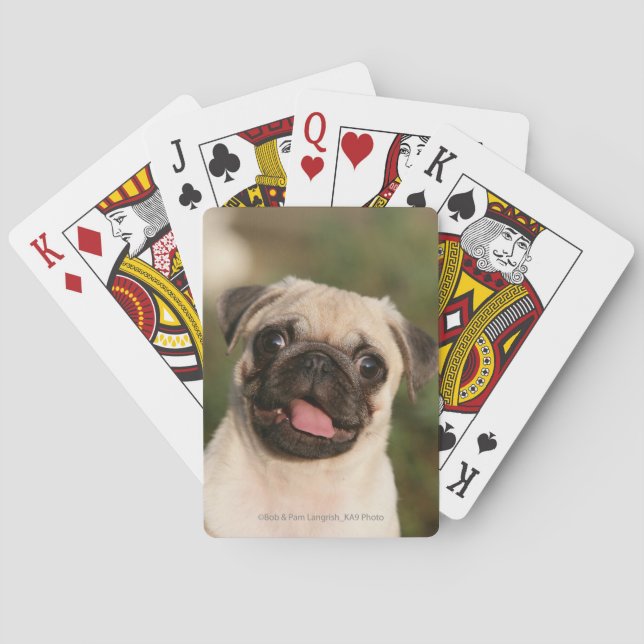 Fawn Pug Puppy Panting Poker Cards (Back)