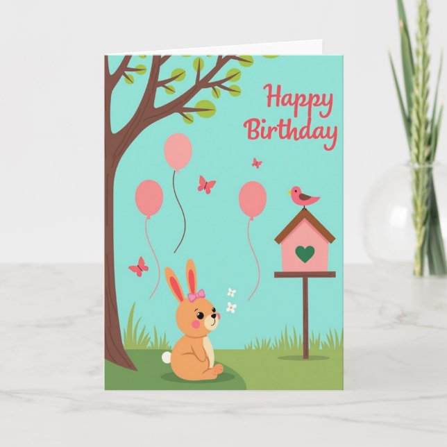 Fawn Rabbit Birthday Card (Front)