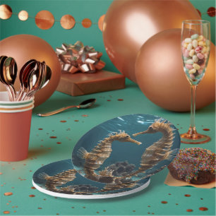 Fawn Romantic Seahorses Under The Ocean, Paper Plates