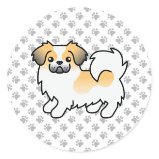 Fawn Sable Parti-Color Tibetan Spaniel Cute Dog Classic Round Sticker